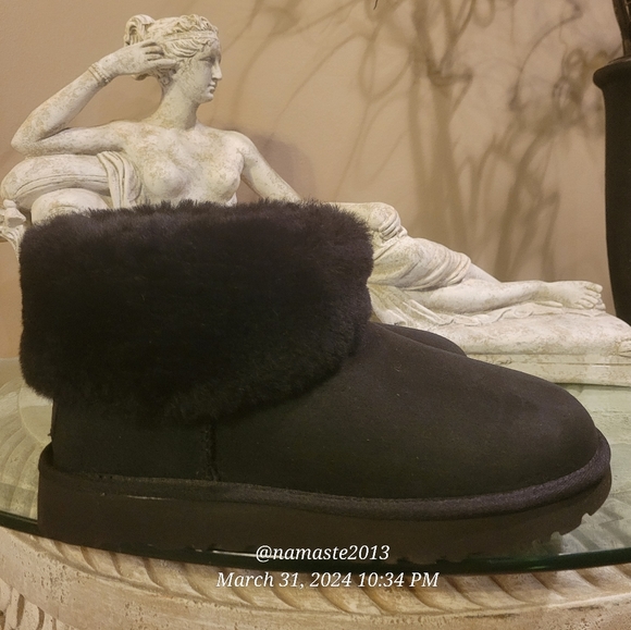 Ugg Women's Classic Mini Fluff Boot SN 1106757 Fur Designer Suede Winter #448 - Picture 7 of 14